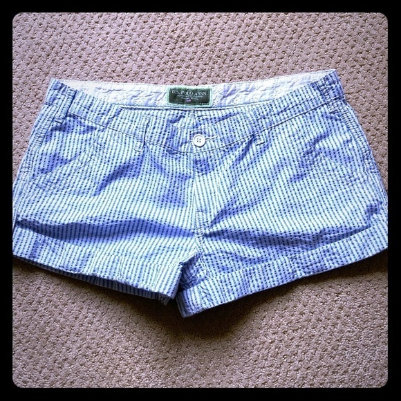 Blue and White Pinstripe shorts - Picture 2 of 7